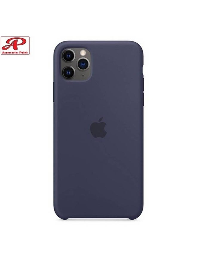Liquid Silicone  Cover For iPhone 11 Pro Max , Silky Soft Touch, Anti-Scratch Shockproof Protective Case with Microfiber Lining For iPhone 11 Pro Max - Navy Blue